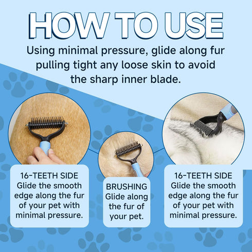 Pet grooming brush metal bottom hair rake, double-sided ultra wide dog brush cat brush shedding, dog hair comb supplies bottom hair rake, hair rem...