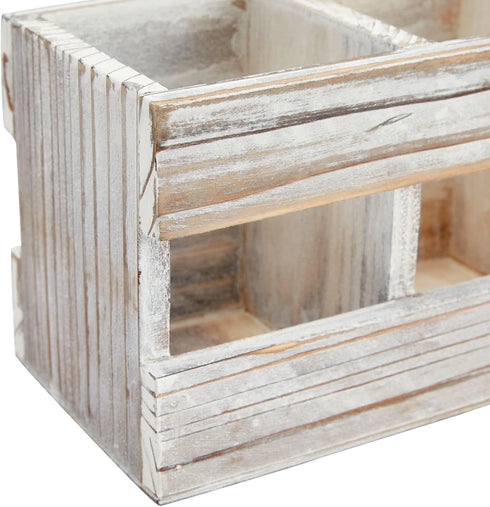 Juvale Rustic-Style Desk Pencil Holder with 3 Compartments - Farmhouse Decor and Wooden Organizer for Pen and Office Accessories...