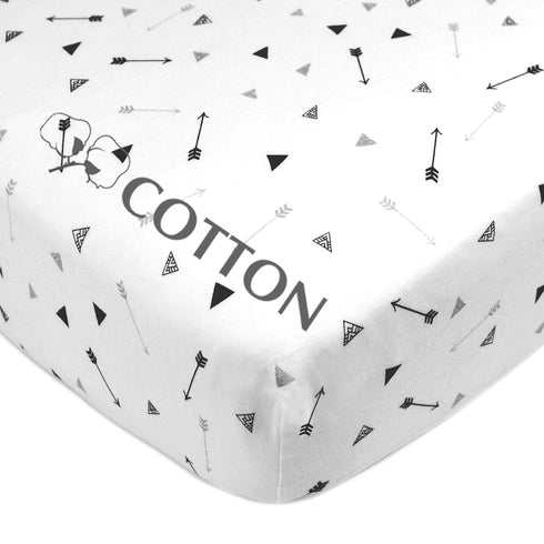 American Baby Company 100% Natural Cotton Fitted Crib Sheet 52" x 28" - Soft, Breathable, Hypoallergenic & Gentle Toddler Bed Sheet, Silver Black ...