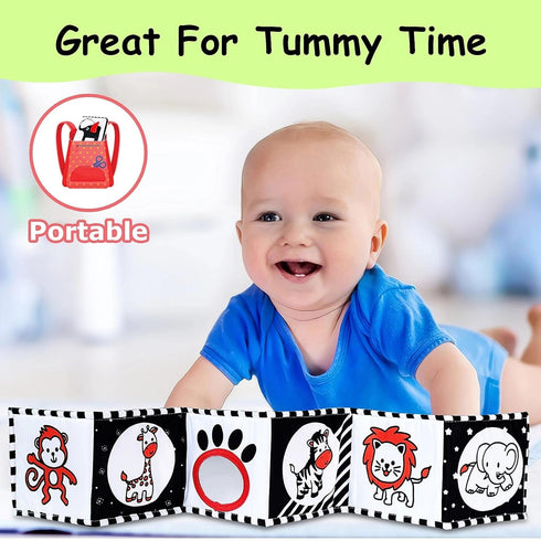 High Contrast Baby Toys For Newborn? Black And White Baby Toys Book 0-3 Months - Tummy Time Mirror For Infant 6 7 8 9 10 11 12 Months Developmenta...