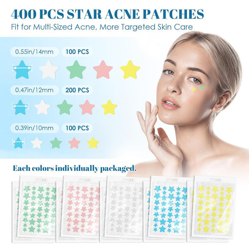 PITHER Pimple Patches for Face, Acne Patches Cute Star Zit Patches Covers for Skin Care, Hydrocolloid Spot Stickers Contain Centella Asiatica, Tea...