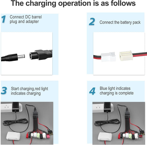 SoulBay RC Car Battery Charger with 9-Way Splitter Connector for Airsoft RC Car Hobbies 2-10S NiMH & NiCD Batteries Pack 2.4V 3.6V 4.8V 6V 7.2V 8....