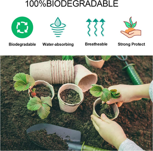 JERIA 50-Pack 3.15 Inch Peat Pots for Seedling with 50 Pcs Plant Labels,Outdoor Garden Germination Nursery Pots,Biodegradable Seed Starter Pots Ki...