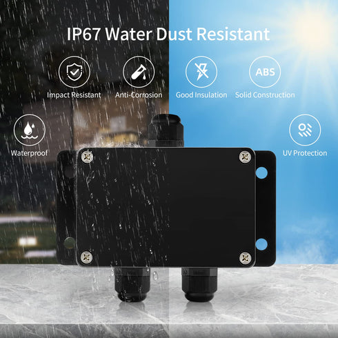 ABS IP67 Waterproof Dustproof Electrical Junction Box, with 15A 600V Barrier Terminal Cable Connector, 1 in/2 Out Power Junction Box?3.93*2.67*1.9...