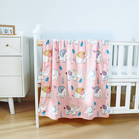 AMROSE Ultra Soft Baby Minky Blanket, Lightweight Skin-Friendly Micro Fleece Baby Blanket with Dotted Backing for Girls, Printed Nursery Crib Bed ...