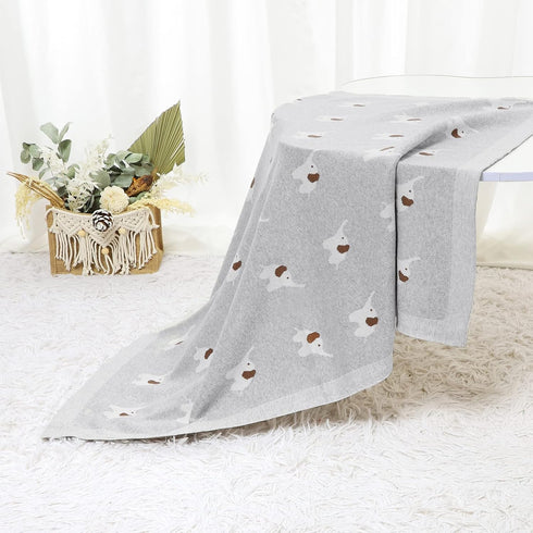 LAWKUL Baby Blankets 100% Cotton Babies Blanket Elephant Neutral Soft Breathable Blanket Neutral for Newborn Boy Girl Grey...