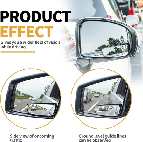 2 PCS Car Rear View Blind Spot Mirror, 3.7 x 1.4 Inches HD Rectangle Glass Adjustable Convex Wide Angle Rearview Mirror, Universal for Most Cars, ...