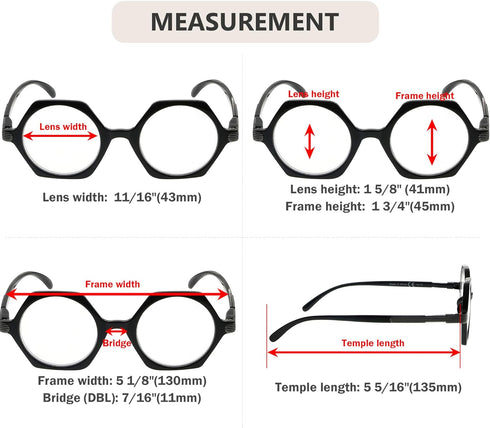 Eyekepper Small Hexagon Glasses for Women Reading - Mini Octagon Reading Eyeglasses Odd Readers Men - Tortoise...