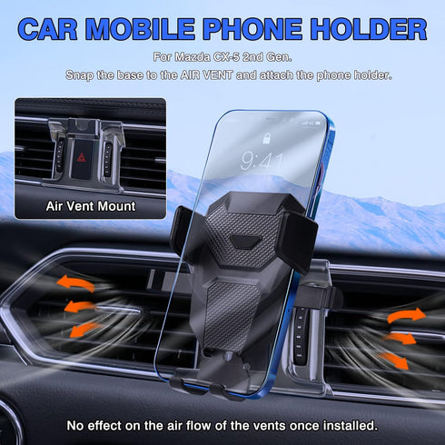 Karltys Car Phone Holder for Mazda CX-5 2017-2024 Accessories CX5 Cell Phone Holder Air Vent Mount for 4-7 Inch Phones Hands Free Thick Case Frien...