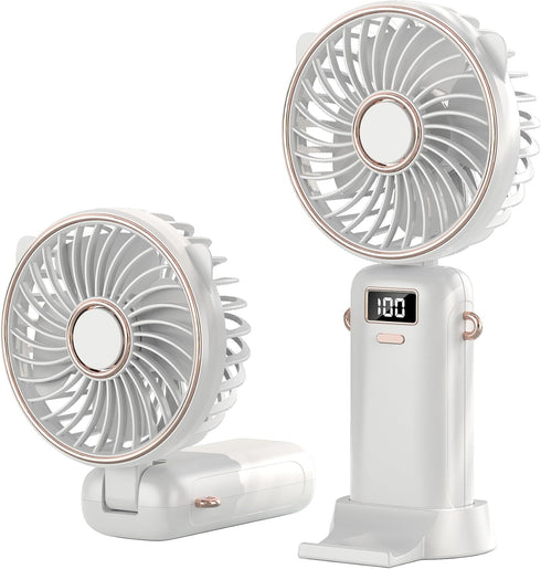 Mini Portable Handheld Fan Rechargeable USB Battery Powered Small Cooling Hand Fan with Neck Strap, Foldable Personal Fan Gift for Women Girls Off...