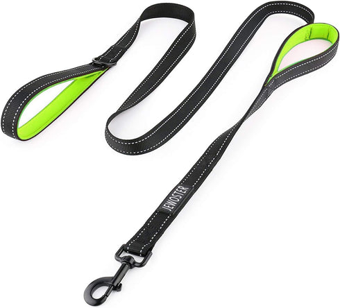 Heavy Duty Dog Leash - 2 Handles by Padded Traffic Handle for Extra Control, 6foot Long - Perfect for Medium to Large Dogs (6 ft, Black Green)...