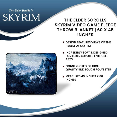 The Elder Scrolls Skyrim Video Game Fleece Throw Blanket | Skyrim Soft Blankets and Throws | Official The Elder Scrolls Skyrim Throw Blankets | Me...