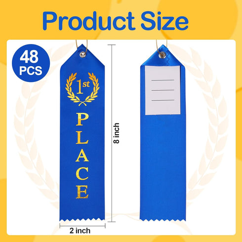 48PCS Award Ribbons, Medal Ribbons for 1st, 2nd, 3rd Place, Event Card & Rope Included, Perfect for Competitions, Sports Events, School Challenges...