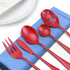 Serving Utensils Set, Red 5-Piece Hostess Set, Stainless Steel Silverware Flatware Cutlery Serving Set, Dishwasher Safe...