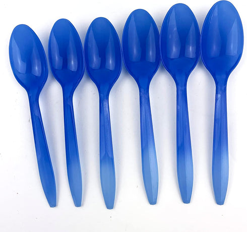 Color Changing Medium Weight Plastic Spoons, White to Blue Disposable Frozen Yogurt Ice Cream Spoons,Frozen Dessert Spoons 50Count...