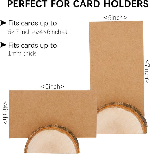 Semi-Circular Wood Wedding Place Card Holders with 40 Pcs Kraft Name Cards for Table Setting, Table Number Holders Sign Stand, Name Card Picture P...