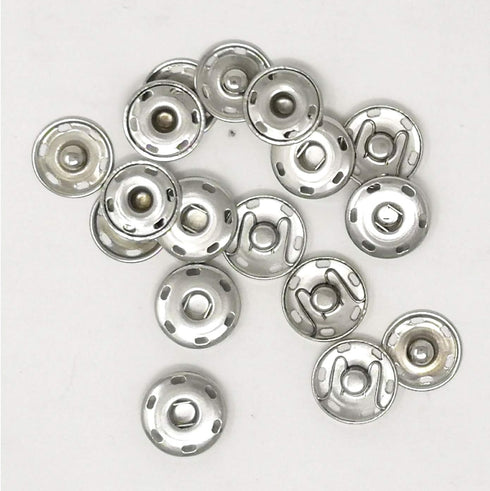 50 Sets 2 Parts Sew On Snaps Buttons Metal Press Fasteners 21mm Silver...