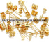 Huucky 450PCS Gold Earring Posts and Backs,Hypoallergenic Earring Studs for Jewelry Making,Stainless Steel Flat Pad with Butterfly and Rubber Bull...