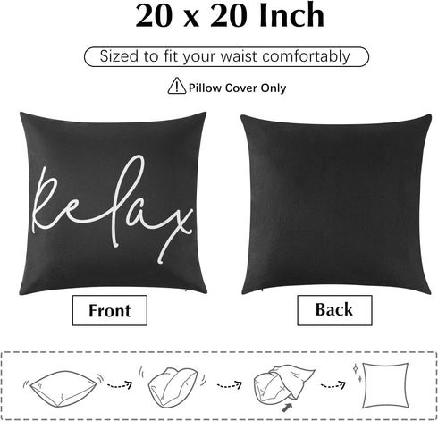 Waterproof Outdoor Throw Pillow Cover, 2 Pack Relax Printing Throw Pillow Case UV Protection Garden Cushion Cover for Patio Sofa Couch Balcony Chr...