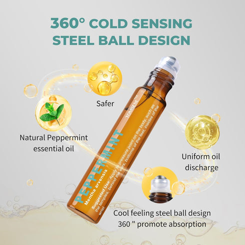 French Peppermint Essential Oil Roll On - Relieves Head Tension, Soothes Aches, Reduces Stress - Therapeutic Grade Aromatherapy Oil for Pregnancy ...