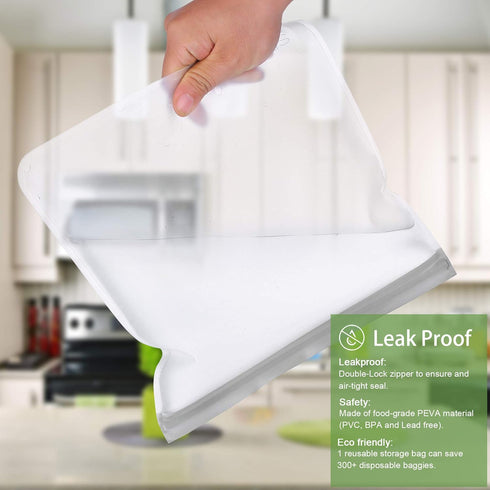 SPLF 12 Pack Dishwasher Safe Reusable Storage Bags(5 Reusable Sandwich 5 Snack 2 Gallon), Extra Thick Freezer Bags Leakproof Silicone and Plastic ...