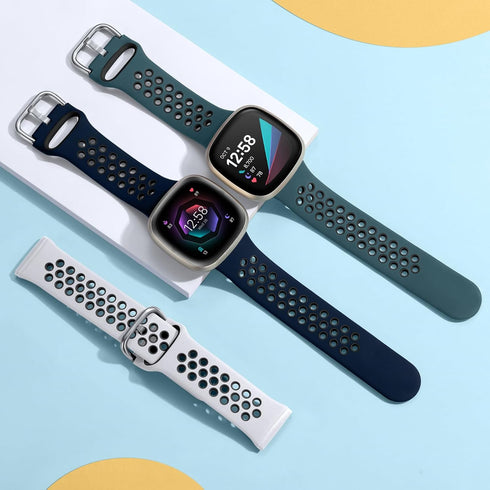 Getino Compatible with Fitbit Sense 2/ Sense Bands/Versa 4/ Versa 3 Bands Women Men, Waterproof Silicone Unique Accessories, Sport Band for Fitbit...