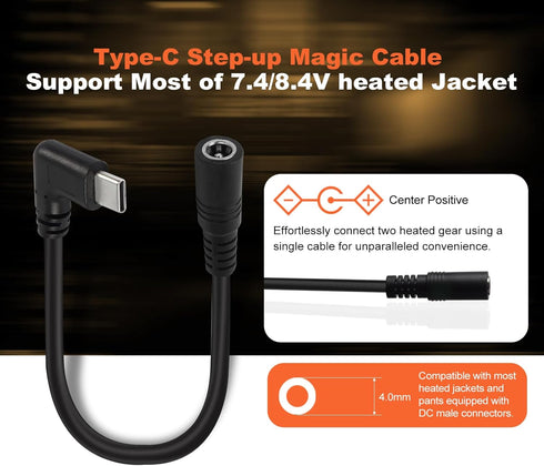 Heated Jacket Battery Stepup Adapter Charger for 7.4v 8.4v Heated Jacket, Heated Hoodies and Heated Vests (Not Working for 12V Heated Gear)......