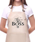 Couple Aprons for Cooking-The Boss The Real Boss Apron Set Funny Adjustable Baking Aprons His and Her Engagement Anniversary Wedding Valentines Da...