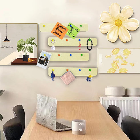Bulletin board, Jeethemy Felt Pin Board Bar Strips, Self Adhesive Cork Boards for Walls with 35 Push Pins for Bedrooms Offices Home Decoration,5 P...