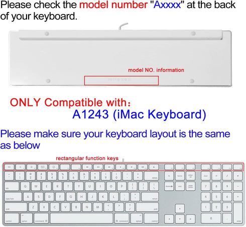Silicone Keyboard Cover Skin for Apple iMac Keyboard with Numeric Keypad Wired USB MB110LL/B(Model: A1243), Cute Print, US Layout, Red Flower...
