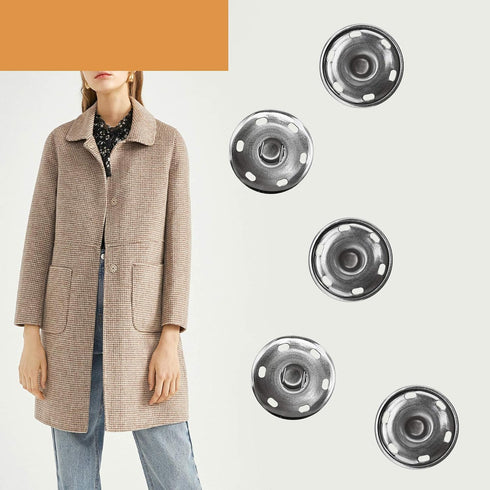 Micro Traders 20 Kits Silver Sew On Snap Fasteners Sewing Press Studs Buttons Clothing Accessories for Woolen Coats Windbreakers Jackets - 30mm...