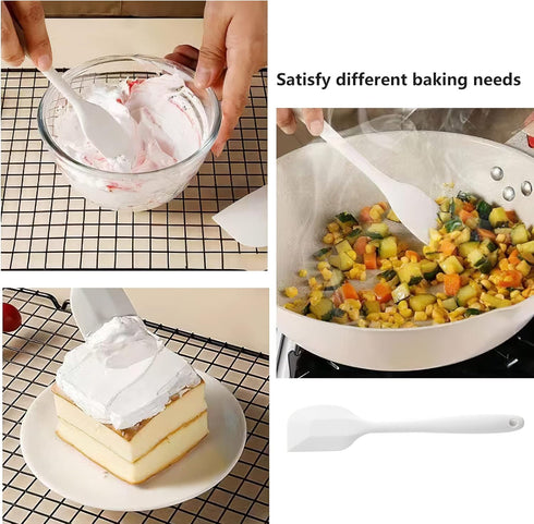 White Silicone Spatula for Cooking Heat Resistant, 10.8In Small Kitchen Spatula Silicone, Flexible Rubber Spatula for Baking...