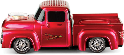 QFX Bluetooth 1956 Pickup Truck Replica Speaker, 3-inch Speakers, Hands Free Link, Built-in Microphone, FM Radio and LED Party Lights, Red - BT-19...