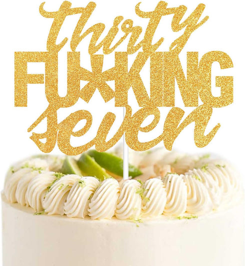 Thirty Seven Gold Glitter Cake Toppers 37 Years Old 37th Birthday Anniversary Party Decorations Supplies...