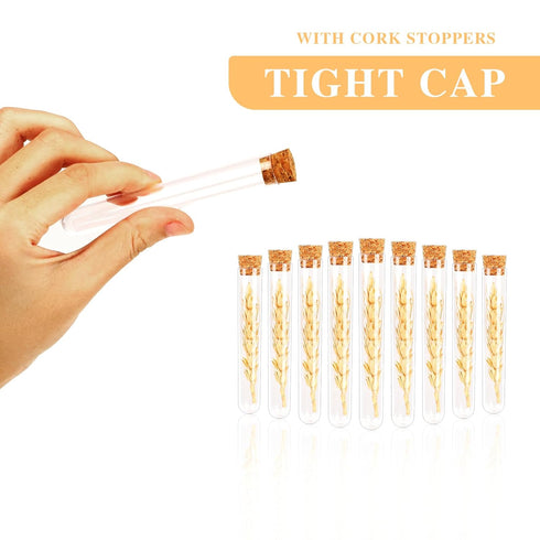 28PCS Clear Plastic Test Tubes with Lids, 15x100mm (15ml) Plastic Vials with Seal Cap Container Transparent Test Tubes with Cork Stoppers for Samp...
