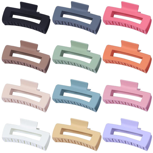 Sisiaipu 4.1 Inch Large Hair Claw Clips 12 Pcs Big Claw Clips for Thick Hair Square Hair Clips Jumbo Jaw Clips Bulk Hair Accessories for women and...