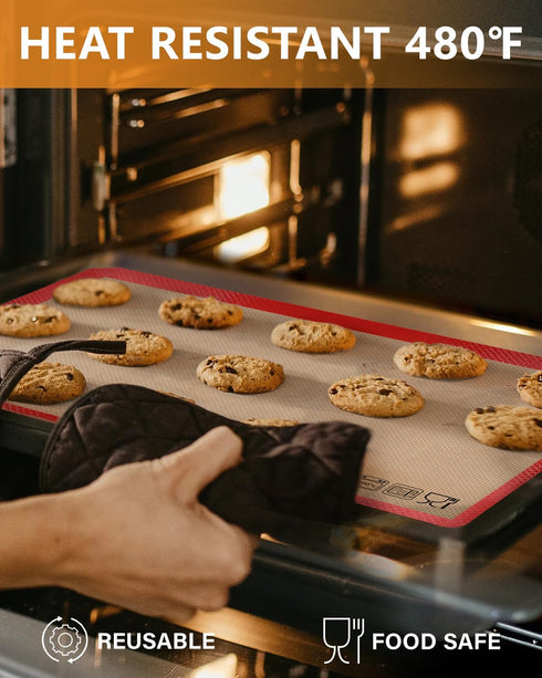Silicone Baking Mat-Set of 5 (2 Half Sheet Mats + 2 Quarter Baking Sheets+ 1 9'' Oven Liner), Sopito Non Stick & Reusable Bakeware Mats for Cookie...