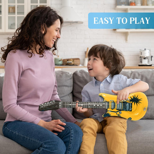 6 Pcs Inflatable Guitars for Parties, 35 Inch Rock Star Guitar, Inflatable Instruments Blow Up Guitars, Rock and Roll Party Photo Booth Props for ...