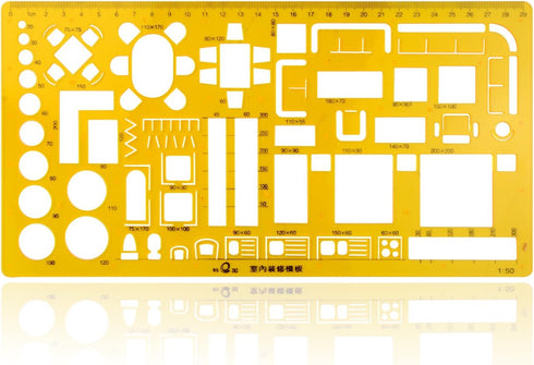 Orange Plastic House Interior Design Architecture Furniture Drafting Tool Drainage Templates Ruler...