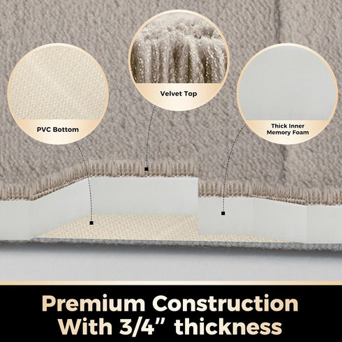 GWT Memory Foam Bath Mat Rug 24x16, Ultra Soft, Thick, and Absorbent, Non-Slip, Machine Washable, Comfortable Cotton and Memory Foam Bathroom Rug...