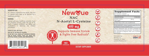 N-Acetyl L-Cysteine (NAC) 600mg, 180 Capsules - Non-GMO, Gluten Free...