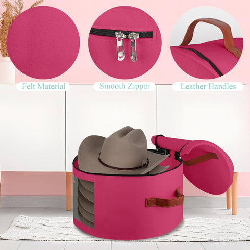 Hat Box,Hat Storage Box,Stackable Round Brim Hats Organizer Bag Container for Closet,Travel Hat Boxes for Women,Collapsible Cowboy Hat Organizer,S...