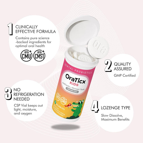 Kids Dental Probiotics for Anti-Cavity + Healthy Teeth and Gums, 8 Billion CFU Probiotics for Oral Health, Sugar Free Yogurt Flavor 1-Pack...