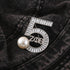 Zeta Sorority Brooch Five Numbers Greek Letters Pearl Broach Pin Black Lady Social ZPB Jewelry Gift For Finer Women...