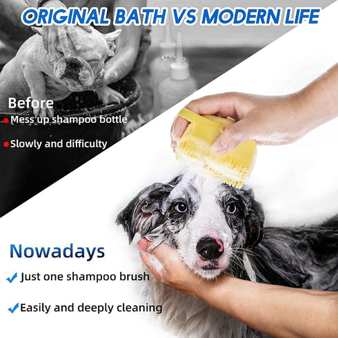 Pet Dog Cat Shedding Shampoo Brush Pet Bath Massage Shower Bubbles Self Cleaning Dog Grooming Brush Scrubber Brush for Bathing Hair Removal Soft S...