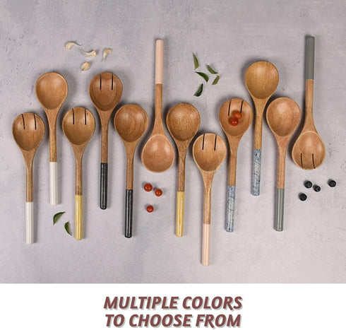 Folkulture Salad Servers or Salad Tongs, Wooden Utensils for Serving Salad, 12-inch Spoon and Fork Set, Mango Wood, White...