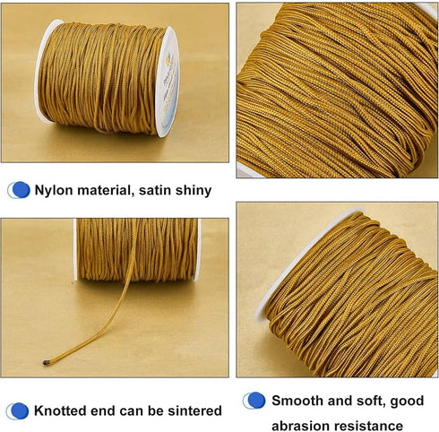 PH PandaHall 1.5mm 100 Yards Camel Nylon String for Bracelets, Beading Thread Nylon Cord Blind Cord Braided Lift Shade Cord Wind Chime Replacement...