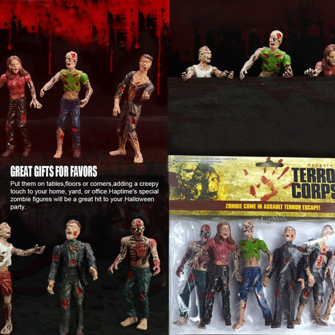 6 Pcs Zombie Dolls Action Figures Toys Walking Dead Toys Terror Corpse Articulated Joints Miniature Model for Halloween Party Decorations As Gifts...