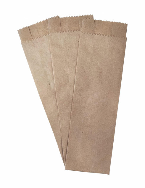 100 Pack 100% Brown Kraft Paper Bags, 2.75 x 10 inches Brown Plain Bag Kitchen Cutlery Utensils Holder...