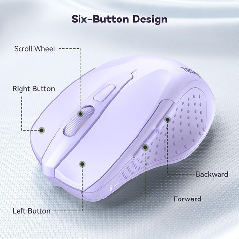 TECKNET Wireless Mouse, 2.4GHz Ergonomic Computer Mouse, Portable Cordless Mice, Mouse for Laptop, 6 Buttons USB Mouse for Chromebook, Ergo Grip, ...